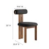 Modway  Torian Upholstered Boucle Dining Chairs Set of 2 in Walnut Black - 3-Legged Farmhouse Kitchen Chairs Comfortable Side Chairs with Wood Legs - 3 of 4