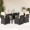 vidaXL 7 Piece Black Patio Dining Set with Cushions - Adjustable Reclining Chairs, Poly Rattan, Glass Top Table for Outdoor Garden - 2 of 4