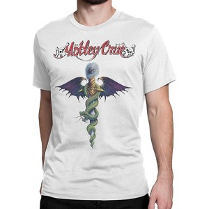 Mens Motley Crue Rock Shirt - Motley Crue Classic Rock Vintage Tee - Nikki Sixx, Vince Neil, Tommy Lee (White, Medium) - 1 of 4