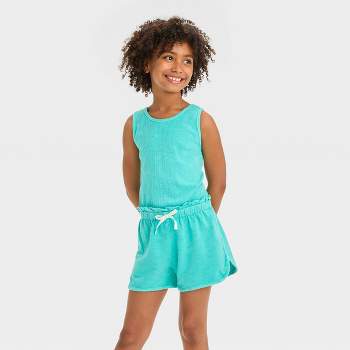 Girls' Sleeveless Ribbed French Terry Romper - Cat & Jack™