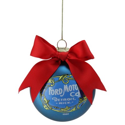 Northlight 2.75" Vintage-Style "Ford Motor Co." Logo Glass Ball Christmas Ornament - Blue
