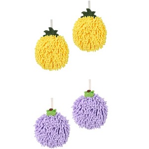 REGALWOVEN Soft Absorbent Fluffy Chenille Ball Bathroom Hand Towels with Wall Hook 4 Pack - 1 of 4