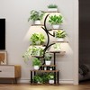 KWPZQEB Indoor Plant Stand with 5 Grow Lights, Wood Plant Shelf Corner Display Rack, Tall Shelf Planter Organizer, S-Shaped Decorative Rack for Garden - 3 of 4