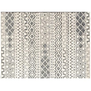 HomeRoots 5' X 8' Black and Ivory Wool Abstract Geometric Hand Tufted Non Skid Area Rug - 1 of 4