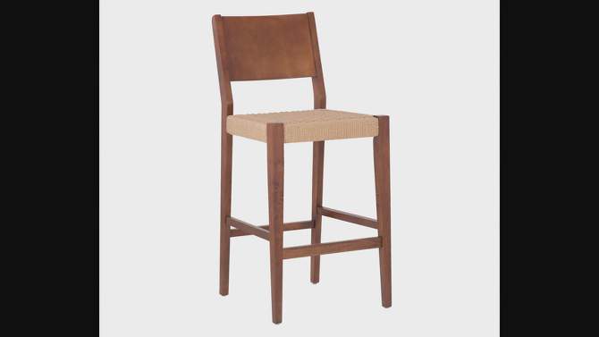 Set of 2 29&#34; Clara Handwoven Seagrass Seat Barstools Brown Wood Finish - Powell, 2 of 11, play video