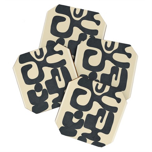 Abstract Face White Coasters - Set of 4