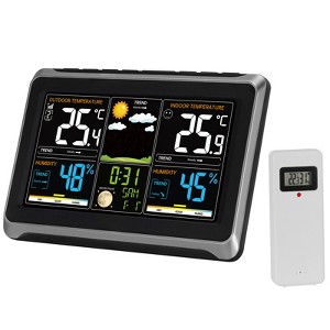 VEVOR Weather Station Indoor Outdoor, 7.5 in Color Display, Wireless Digital Home Weather Station, Black - 1 of 4