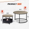 Coffee Table Set, Round Nesting Small Tables with Storage for Living Room, Apartment, Bedroom, 31.5" & 23.6" - 3 of 4