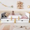 Platform Bed with Storage Drawers, Solid Wood Beds Frame with Bed Guardrail, Small Shelf, and Hooks, No Box Spring Needed - 3 of 4