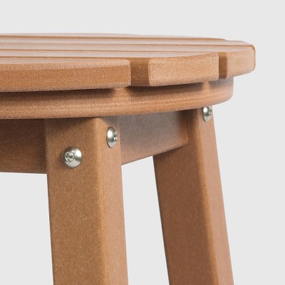 Teak 29" Backless HDPE Outdoor Bar Stools, Set of 2