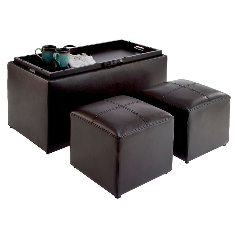 Designs4Comfort Sheridan Storage Bench with 2 Side Ottoman - Breighton Home, 2 of 7