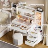FONTOI 59.4"W Makeup Vanity Desk with Mirror Glass Top 11 Drawers Open Storage Shelves for Woman Bedroom Dressing Room, White, 59.45"*15.75"*53.35" - 2 of 4