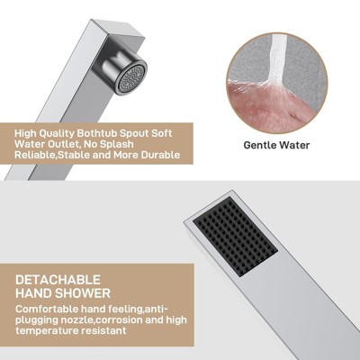 Chrome Freestanding Bathtub Faucet with Single Handle