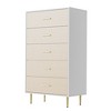White 5-Drawer Dresser, Tall Narrow Chest with Gold Legs, Modern Storage Cabinet for Small Spaces - 2 of 4
