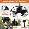 Parrot Uncle 20 Inch Black Modern Cage Ceiling Fan with Light Remote Metal Outdoor Ceiling Fans for Hallway Gazebo - 3 of 4