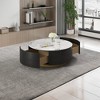 Round Coffee Table with 2 Storage Drawers,White Sintered Stone Coffee Table, Modern Durable Metal Frame Accent Table Perfect for Living Room or Office - 3 of 4
