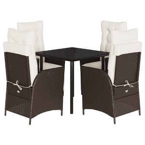 vidaXL Garden Dining Set Brown, Black, Cream white - 1 of 4