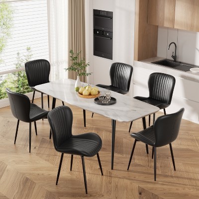 Dining Chairs Set of 2/4/6, Modern Upholstered Pu Leather Kitchen Side Chairs Comfy Backrest