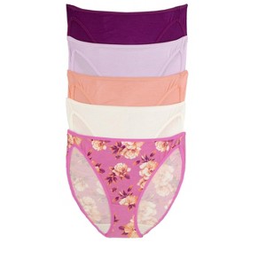 Felina | So Smooth Modal Hi Cut Panty | Hi Leg Opening Panties for Women | 5-Pack - 1 of 3