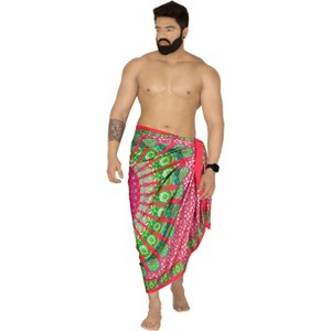 LA LEELA Men's Sarong Beach Cover Ups Wraps One Size Pink Floral - 1 of 4