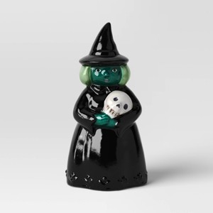 Ceramic Mantle Witch Figurine with Green Hair - Hyde and EEK! Boutique™ Black - 1 of 3