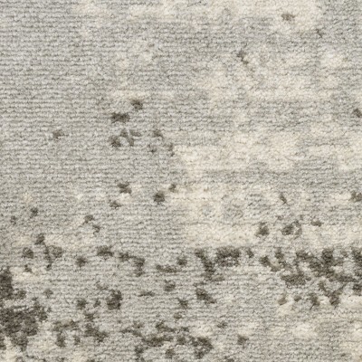 Ivory Grey Abstract Synthetic Runner Rug 2'2" x 7'6"