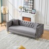 Sapphtopaz Velvet Couches for Living Room with Nailhead&Button Tufted Upholstered Leisure Sofa with Square Arms&Deep Seat for Apartment - 4 of 4