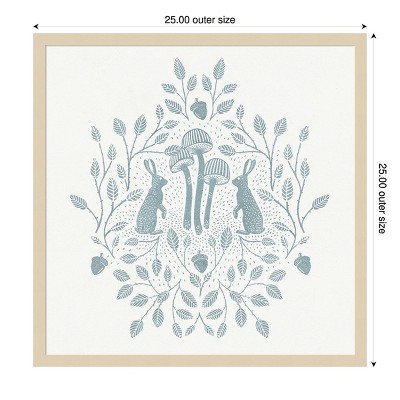 Svelte Natural Framed Rabbits and Mushrooms Graphic Art Print