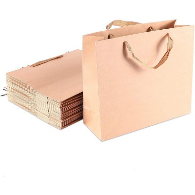 25 Pieces Kraft Paper Party Favor Bags - Brown Gift Wrapping Goodie Bag with Handle