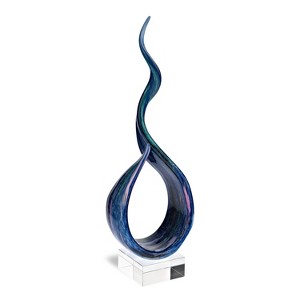 HomeRoots 19" Blue and Green Murano Glass Modern Abstract Tabletop Sculpture - 1 of 4