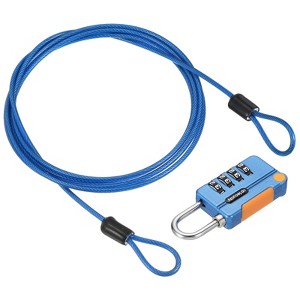 Unique Bargains Locker Luggage Bike 4 Digit Combination Lock with Security Cable Set - 1 of 4