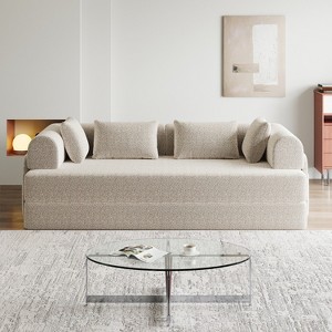 78.7"W Convertible Sleeper Sofa Bed, Chenille Folding Floor Couch with Pillows & Side Pocket (No Assembly) - ModernLuxe - 1 of 4