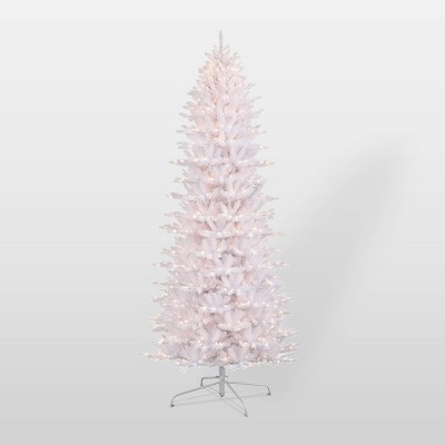 9ft Pre-Lit Full White Forest Fir Artificial Christmas Tree - Puleo