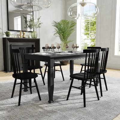 Grace 60" Black Solid Wood Dining Table with Turned Legs