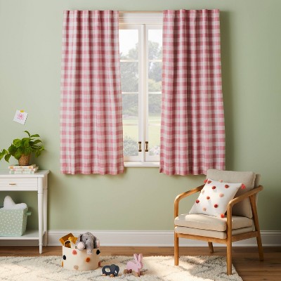 63" Blackout Simple Print Gingham Panel Rose Pink - Pillowfort™