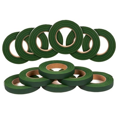 Juvale 12 Pack Green Floral Tape for Arrangements, and Crafts (0.5 In)