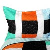 Slickblue Handmade Full/Queen Quilt Set, Vermicelli Quilting, Quilt & 2 Shams, 5 Geometric Patchwork, 3-Piece - 3 of 4