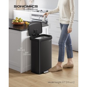 21-Gallon Stainless Steel Trash Can - Large Kitchen Bin with Odor Control, Stay-Open Lid & Wide Pedal, Space-Saving Design, Black - 1 of 4