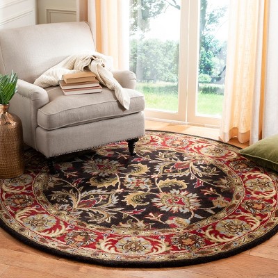 Heritage 8' Round Red and Chocolate Wool Area Rug