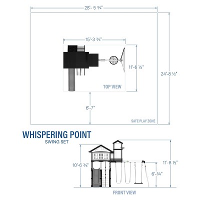 Whispering Point White and Gray Cedar Wooden Swing Set with Wave Slide