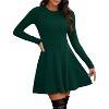 Ribbed Knit Sweater Dress for Women, Long Sleeve Crew Neck Fit and Flare A-Line Dress for Fall and Winter, Casual Office Wear Green - 3 of 4