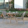 Emma & Oliver Massalia Indoor/Outdoor Bistro Style 31.5 in. Table with Textilene, Glass Top, and Bamboo Finished Metal Frame - 3 of 4