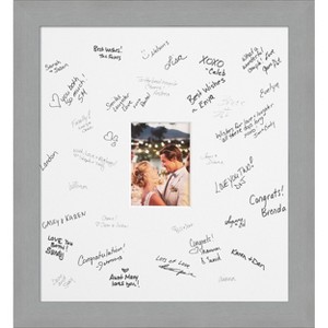 Brushed Signature Mat Picture Frame – Guest Book Alternative for Weddings, Graduations, or Retirement – Autograph Photo Mat for Signature Board - 1 of 4