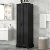 Angel Sar 5 Tier Tall Narrow Bathroom Cabinet with 2 Adjustable Shelves, 2 Fixed Shelves & 2 Doors, Anti-Tipping Storage Cabinet, Black - 2 of 4