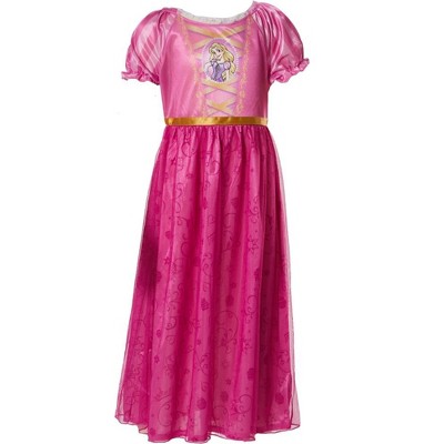 Disney Princess Rapunzel Girls Fantasy Gown Nightgowns Short Sleeve Sleepwear Pink