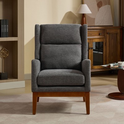CAVINAS Modern Accent Chair with High Back Upholstered Armchair Single Sofa Chair with Wood Legs