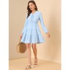 INSPIRE CHIC Women's Puff Sleeve V Neck A-Line Tiered Swiss Dots Dress - 2 of 4
