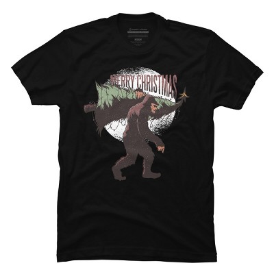 Men's Design By Humans Christmas Bigfoot By ArtStyleAlice T-Shirt