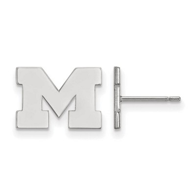 Black Bow Jewelry 14k White Gold Michigan Wolverines NCAA Post Earrings