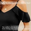 LEVEN SIXTEEN Summer Cold Shoulder Loose V-Neck Tops - 2 of 3